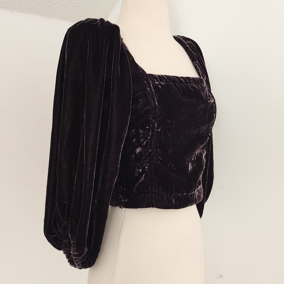 Free People Marie Velvet Open Back Cropped Top - Picture 8 of 11